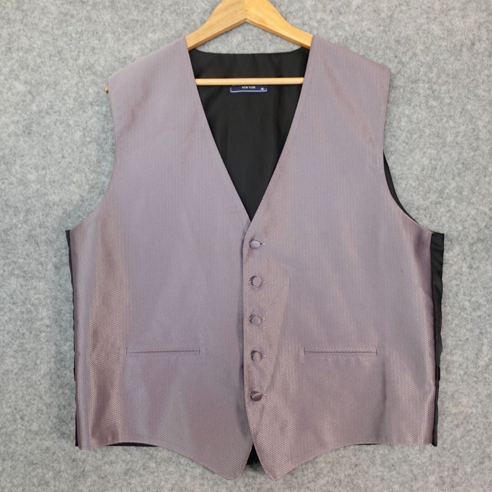Purple Vest Large Cinch Belt Herringbone‎ Formal Cocktail Event ANDREW FEZZA USA